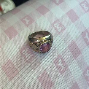Vintage handmade ring with pink stone
